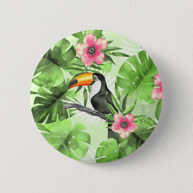 Tropisches Muster mit Toucan Button (Vorderseite)