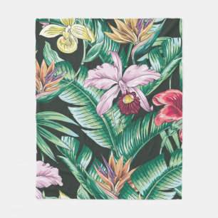 Tropisches nahtloses Muster mit exotischen Blumen Fleecedecke