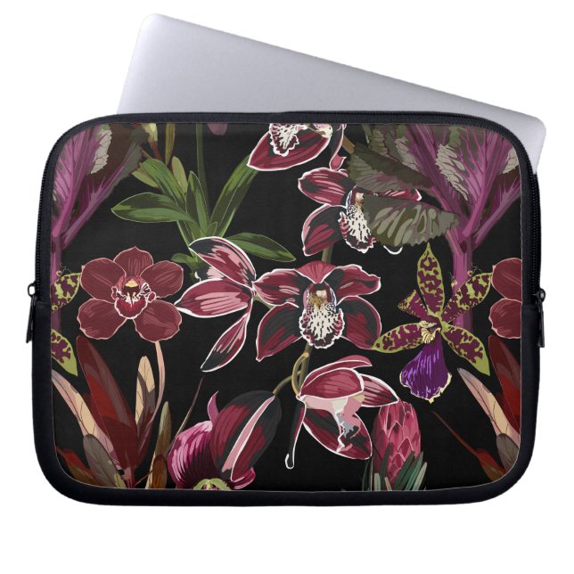 Tropisches, nahtloses Muster mit Orchideen. Laptopschutzhülle (Vorderseite)