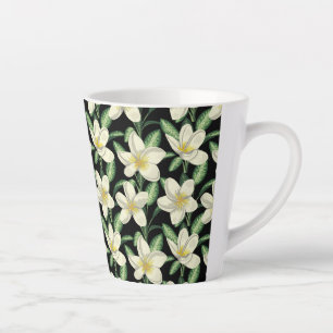 Tropisches nahtloses Muster weiße Blumen grüner Bl Milchtasse