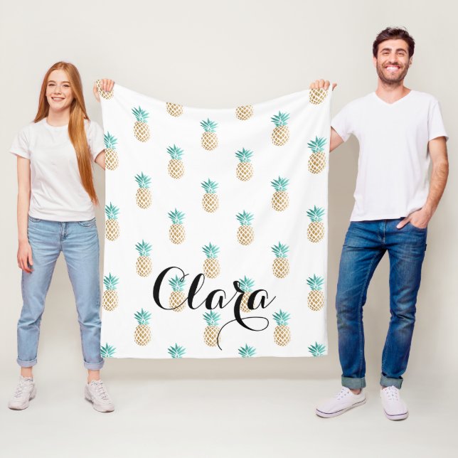 tropisches neues Sommer-Imitatgoldananasmuster Fleecedecke (Beispiel)