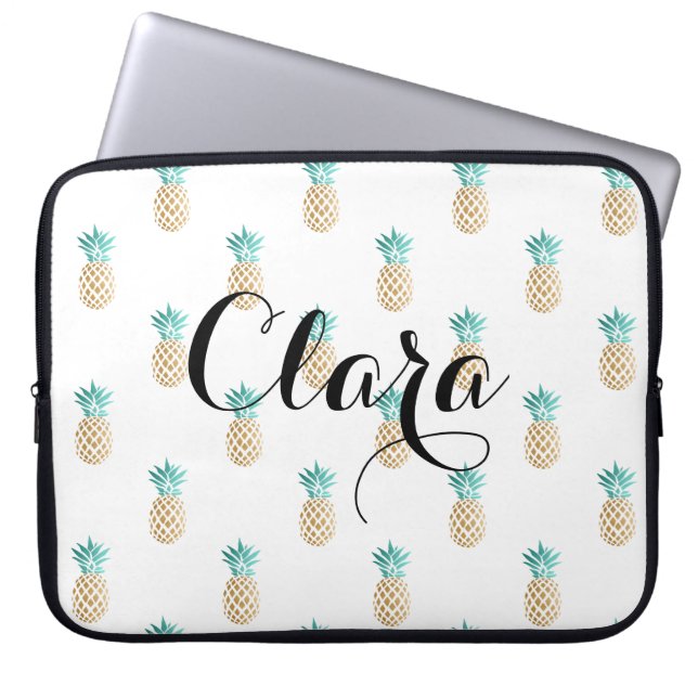 tropisches neues Sommer-Imitatgoldananasmuster Laptopschutzhülle (Vorderseite)