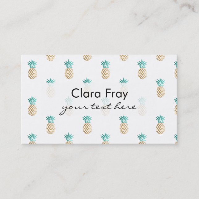 tropisches neues Sommer-Imitatgoldananasmuster Visitenkarte (Vorderseite)