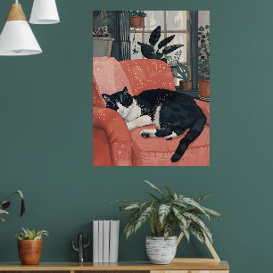 Tropisches Nickerchen: Gemütliche Katze im Dschung Poster