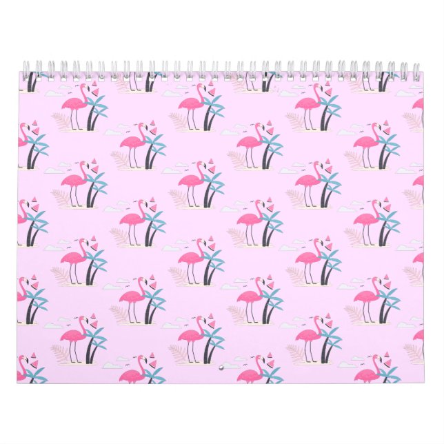 Tropisches Niedliches lustiges Flamingo-Aquarellmu Kalender (Titelbild)