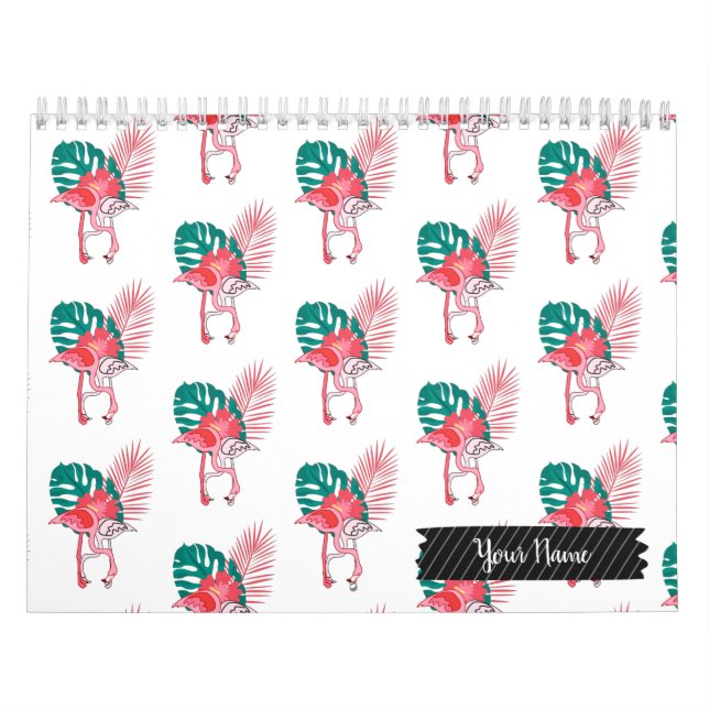 Tropisches Niedliches lustiges Flamingo Wasserfarb Kalender (Titelbild)