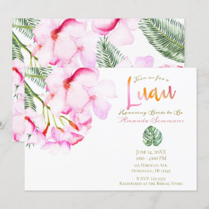 Tropisches Oasis Rosa grünes hawaiianisches Brautp Einladung