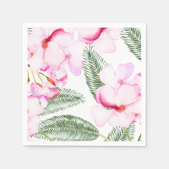 Tropisches Oasis Rosa grünes hawaiianisches Brautp Serviette (Vorderseite)