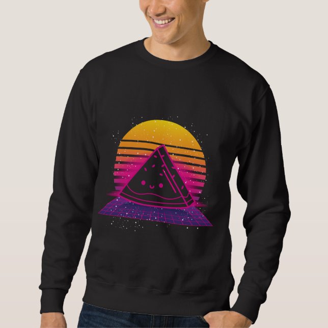 Tropisches Obst 80er Retro Synthwave Sunset W Sweatshirt (Vorderseite)
