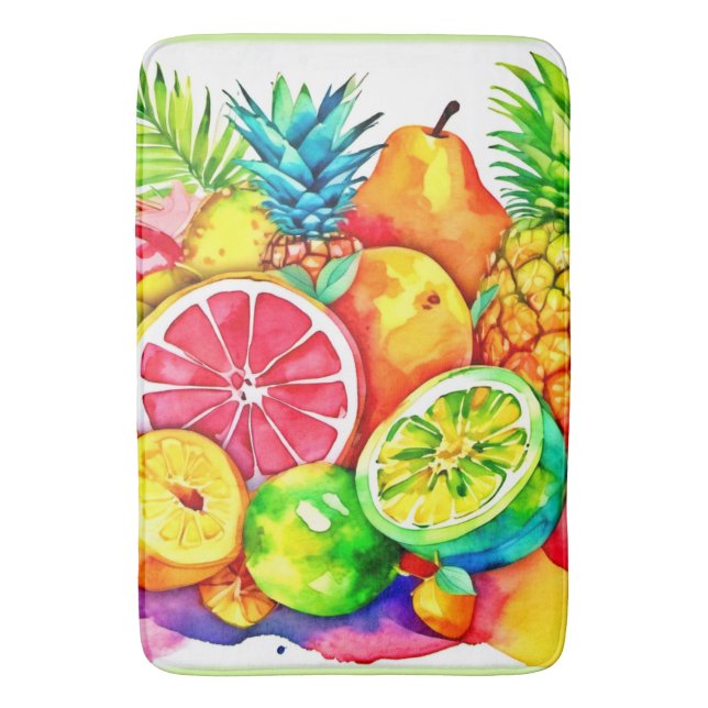 Tropisches Obst Cartoon Kunst Badematte (Vorderseite Vertikal)