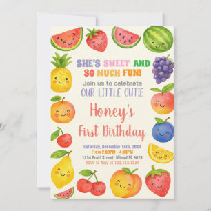 Tropisches Obst Einladung zum 1. Geburtstag