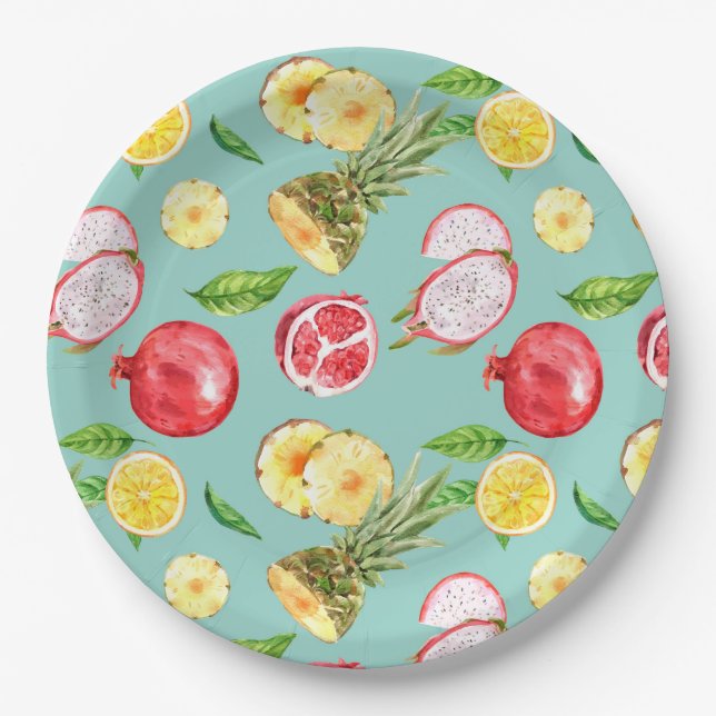 Tropisches Obst Pappteller (Vorderseite)