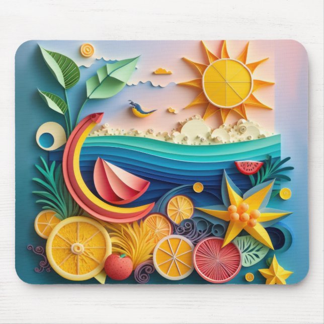 Tropisches Obst und Strandgewächse Mousepad (Vorne)