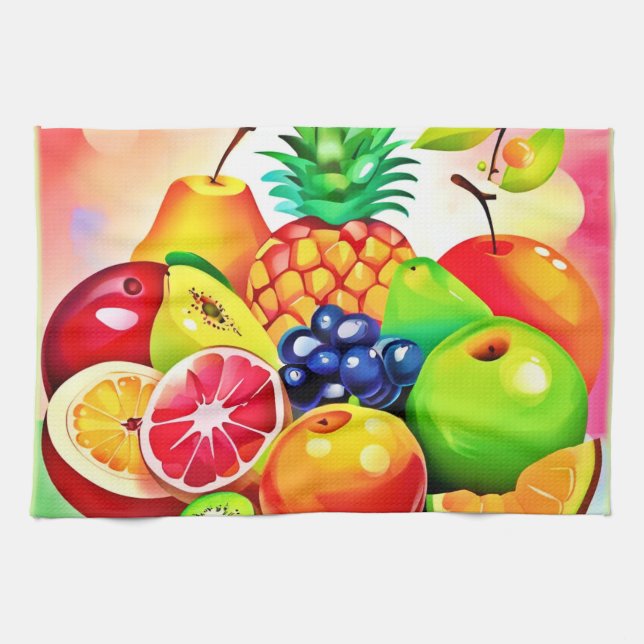 Tropisches Obstsortiment Geschirrtuch (Horizontal)