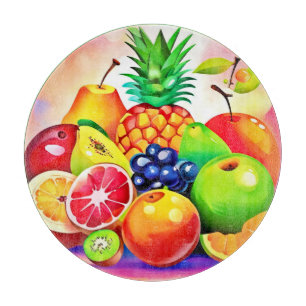 Tropisches Obstsortiment Schneidebrett