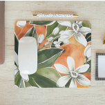 Tropisches Orange & Blume Wasserfarbmuster Mousepad<br><div class="desc">Tropisches Orange & Blume Wasserfarbmuster</div>