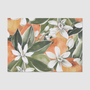 Tropisches Orange & Blume Wasserfarbmuster Seidenpapier