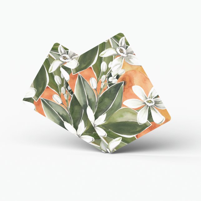 Tropisches Orange & Blume Wasserfarbmuster Spielkarten (Von Creator hochgeladen)