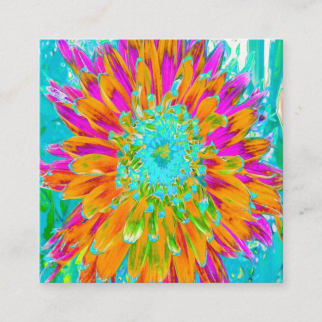 Tropisches Orange und heiß rosa Dekorative Dahlia Quadratische Visitenkarte (Vorderseite)