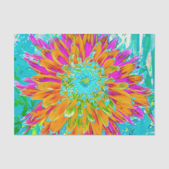 Tropisches Orange und heiß rosa Dekorative Dahlia Seidenpapier (Vorderseite)