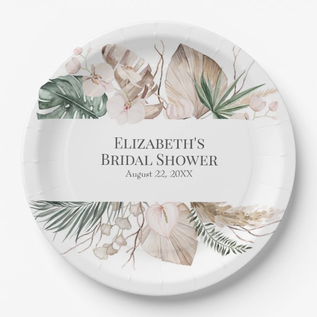 Tropisches Orchid-Brautparty Monstera Pappteller (Vorderseite)