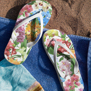 Tropisches Orchid-Muster Flip Flops