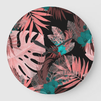 Tropisches Orchid Wasserfarbe Nahtloses Muster Große Wanduhr