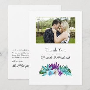 Tropisches Orchid Wedding Foto Dankeskarte