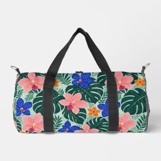 Tropisches Orchideen- & Monstera-Blumenmuster Duffle Bag