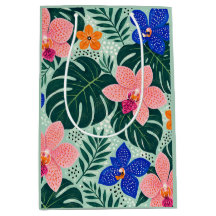 Tropisches Orchideen- & Monstera-Blumenmuster