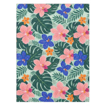 Tropisches Orchideen- & Monstera-Blumenmuster