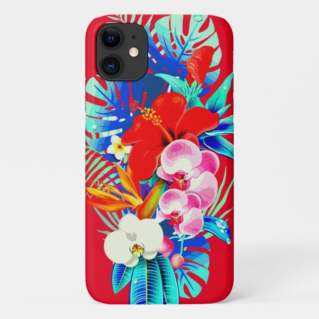 Tropisches Orchideenmonsterie Hawaiianisches Blume Case-Mate iPhone Hülle (Rückseite)