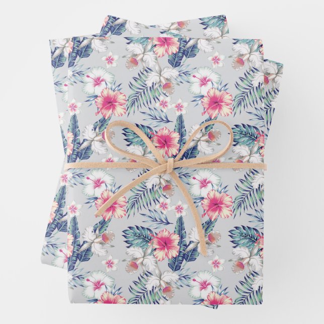 Tropisches Orchideenmuster Geschenkpapier Set (Beispiel)