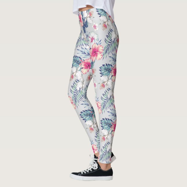 Tropisches Orchideenmuster Leggings (Links)