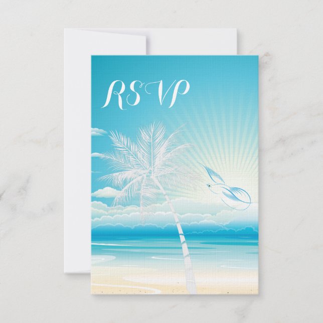 TROPISCHES OZEANDREAMS UAWG Wedding RSVP Karte (Vorderseite)