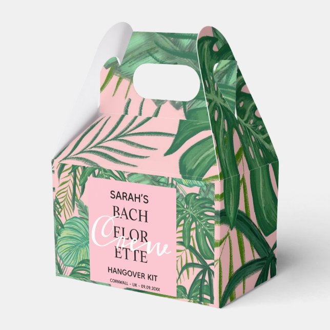 Tropisches Palm Pink Junggeselinnen-Abschied Hango Geschenkschachtel (Vorderseite)