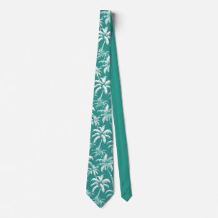 Tropisches Palmbaum-Muster Teal-Küstenstil Krawatte