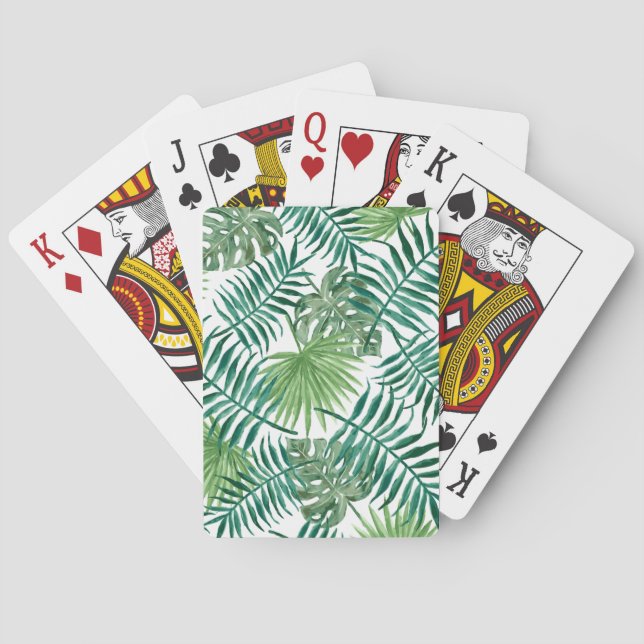 Tropisches Palmblatt-Aquarell Spielkarten (Rückseite)