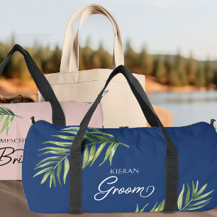 Tropisches Palmblatt in jeder Farbe handgeschriebe Duffle Bag