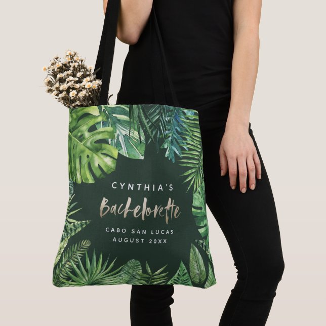 Tropisches Palmblatt- u. Skriptgoldbachelorette Tasche (Von Nahem)