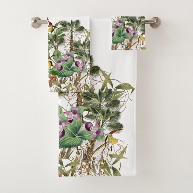 Tropisches Palme-Orchideen-Blumen-Bad-Tuch-Set Badhandtuch Set (Insitu)