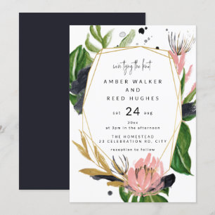 Tropisches Palmenflora Blätter Hochzeit Einladung