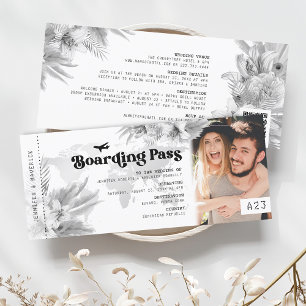 Tropisches Pampas Boarding Pass Hochzeitseinladung Einladung