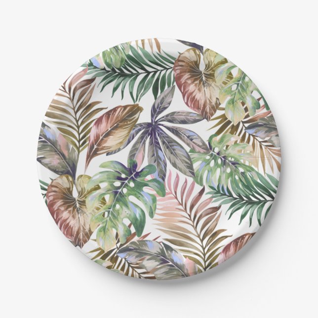 Tropisches Papier Teller Tropical Monstera Leaf De (Vorderseite)