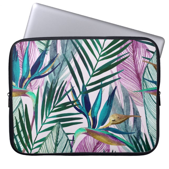 Tropisches Paradies, Aquarellmuster Laptopschutzhülle (Vorderseite)