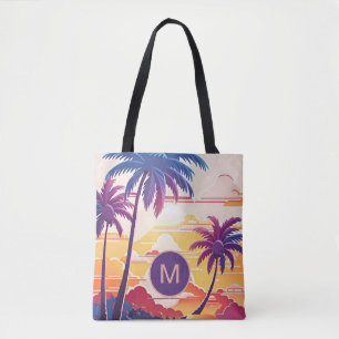 Tropisches Paradies Coole digitale Kunst Monogramm Tasche