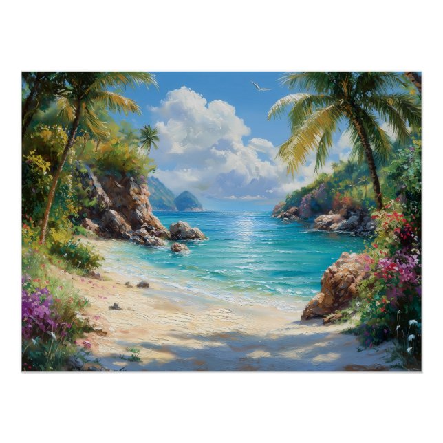 Tropisches Paradies: Eine abgeschiedene Strandland Poster (Vorderseite)