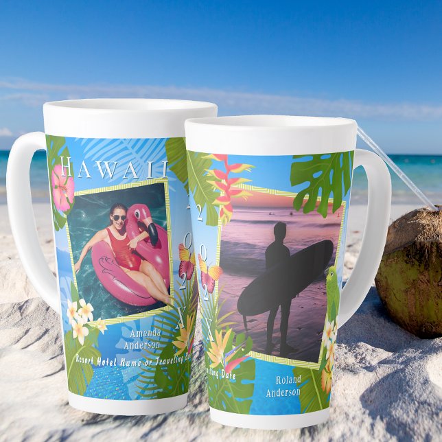 Tropisches Paradies Erinnerungen Meer Milchtasse (Tropical Holiday Latte Photo Mug. )