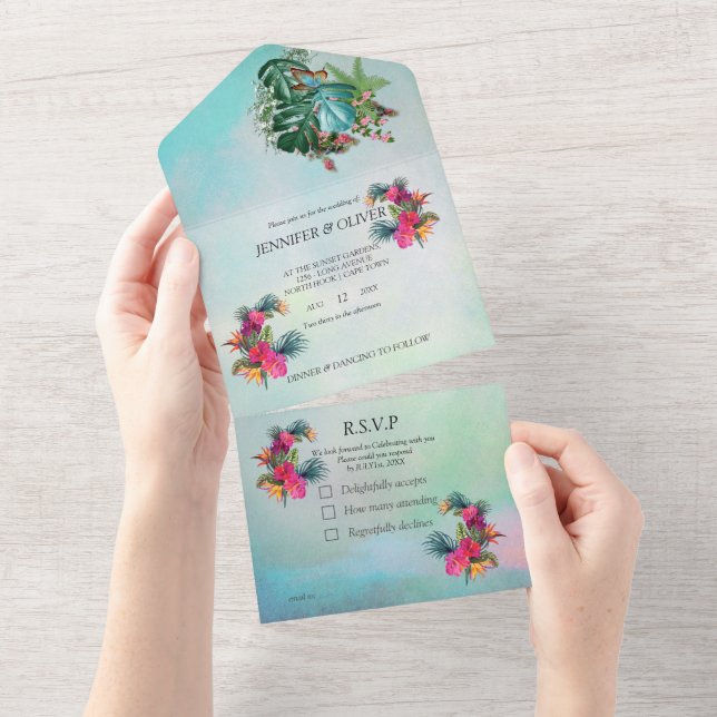 Tropisches Paradies für die Flora und Fauna All In One Einladung (Abreißen)