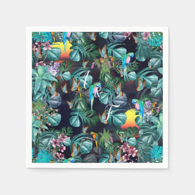 Tropisches Paradies für Flora und Fauna bei Sonnen Serviette (Vorderseite)